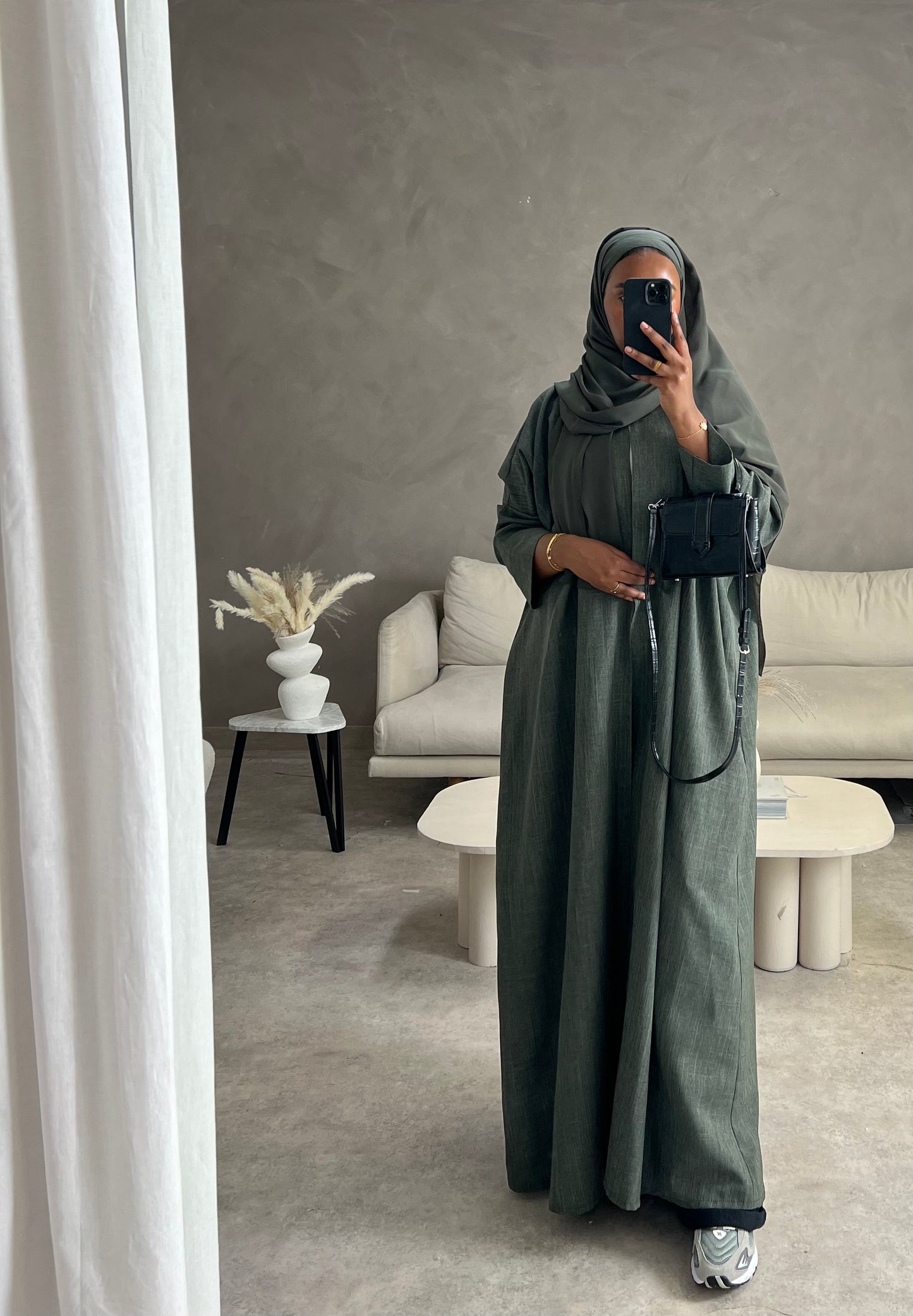 Essential wrap abaya - olive grey