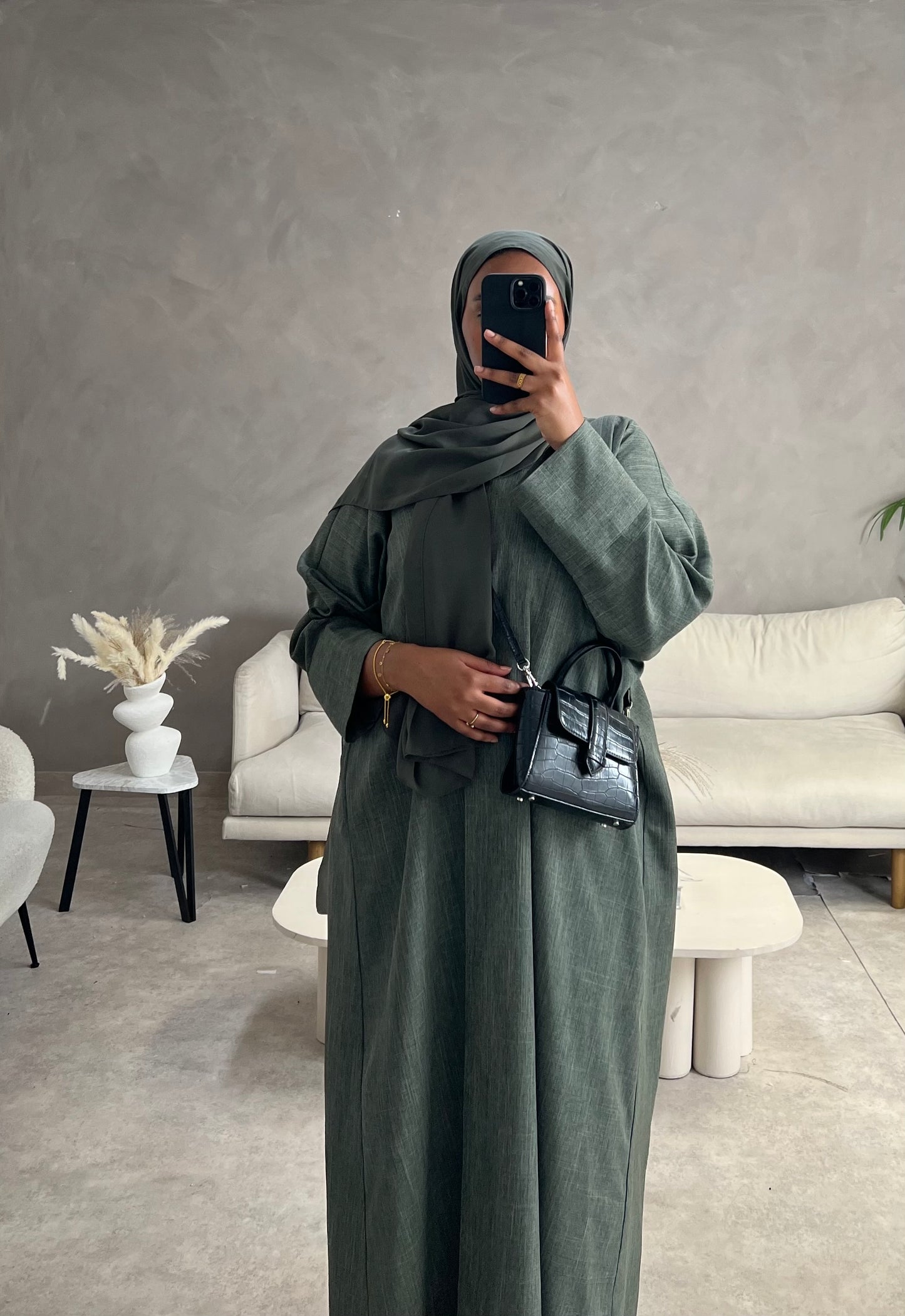 Essential wrap abaya - olive grey