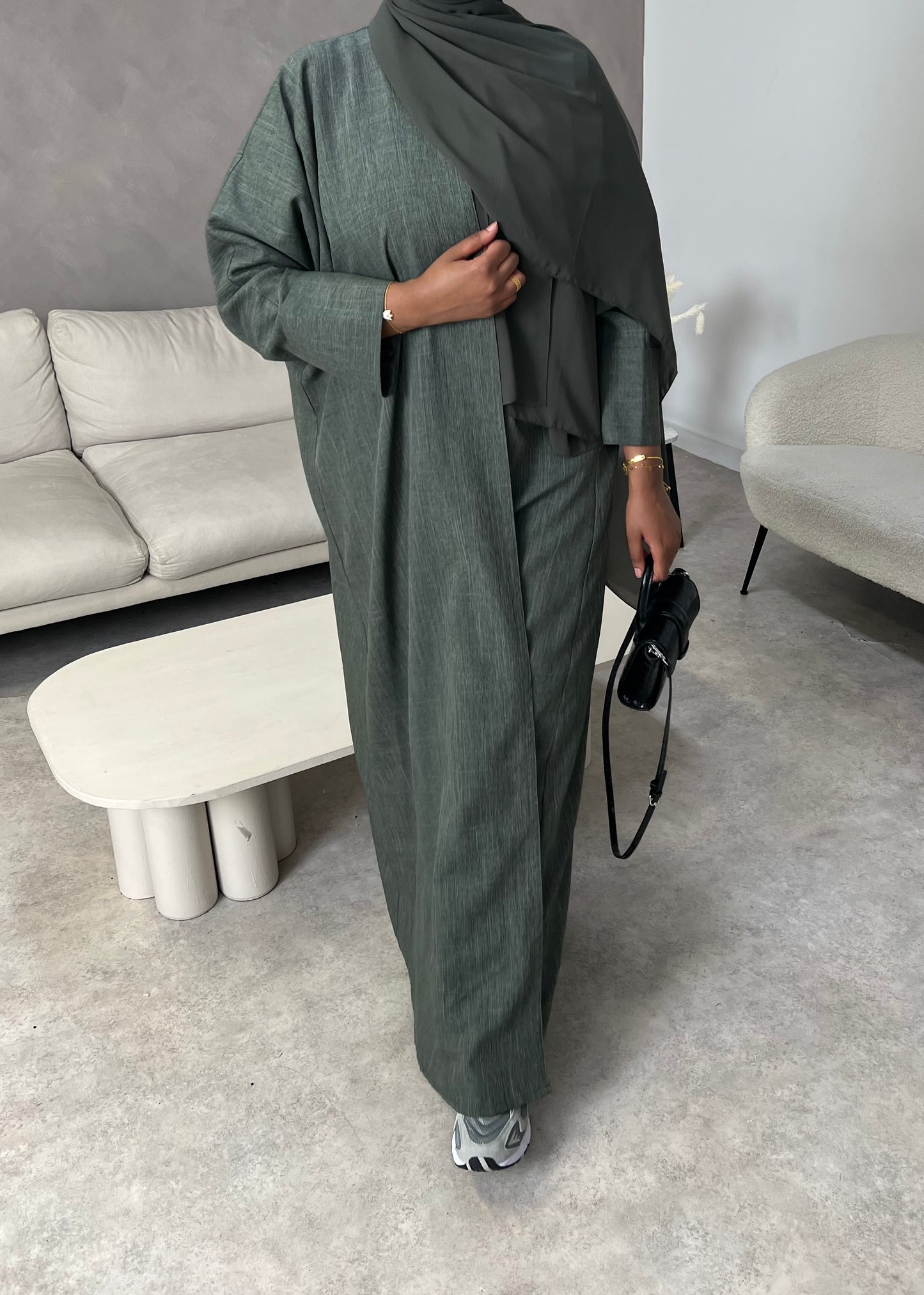 Essential wrap abaya - olive grey