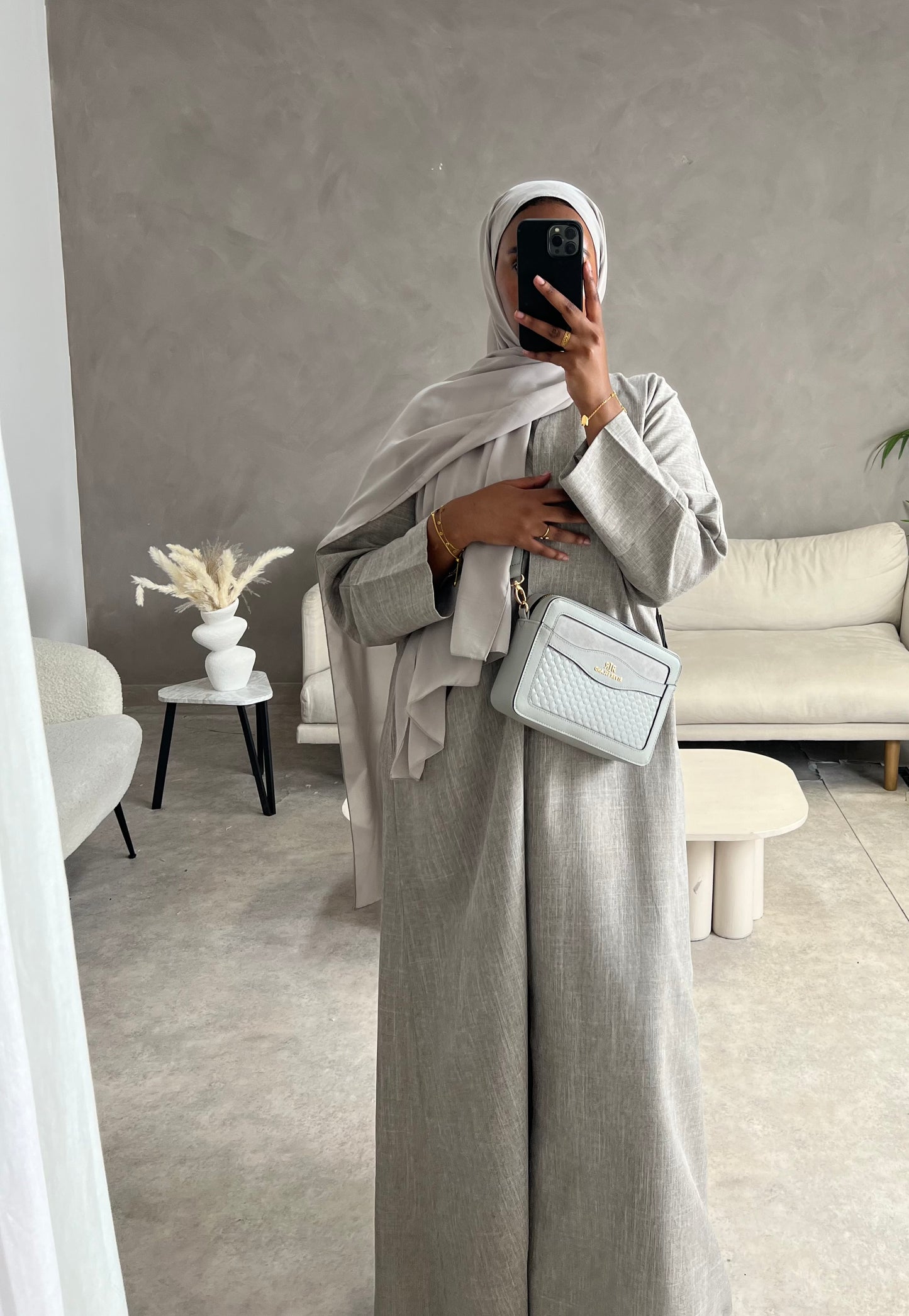 Essential wrap abaya - grey taupe