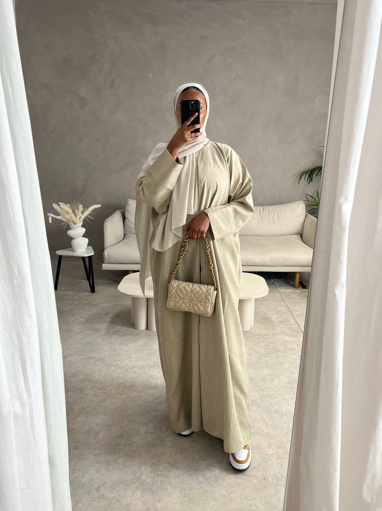 Essential wrap abaya - chalk beige