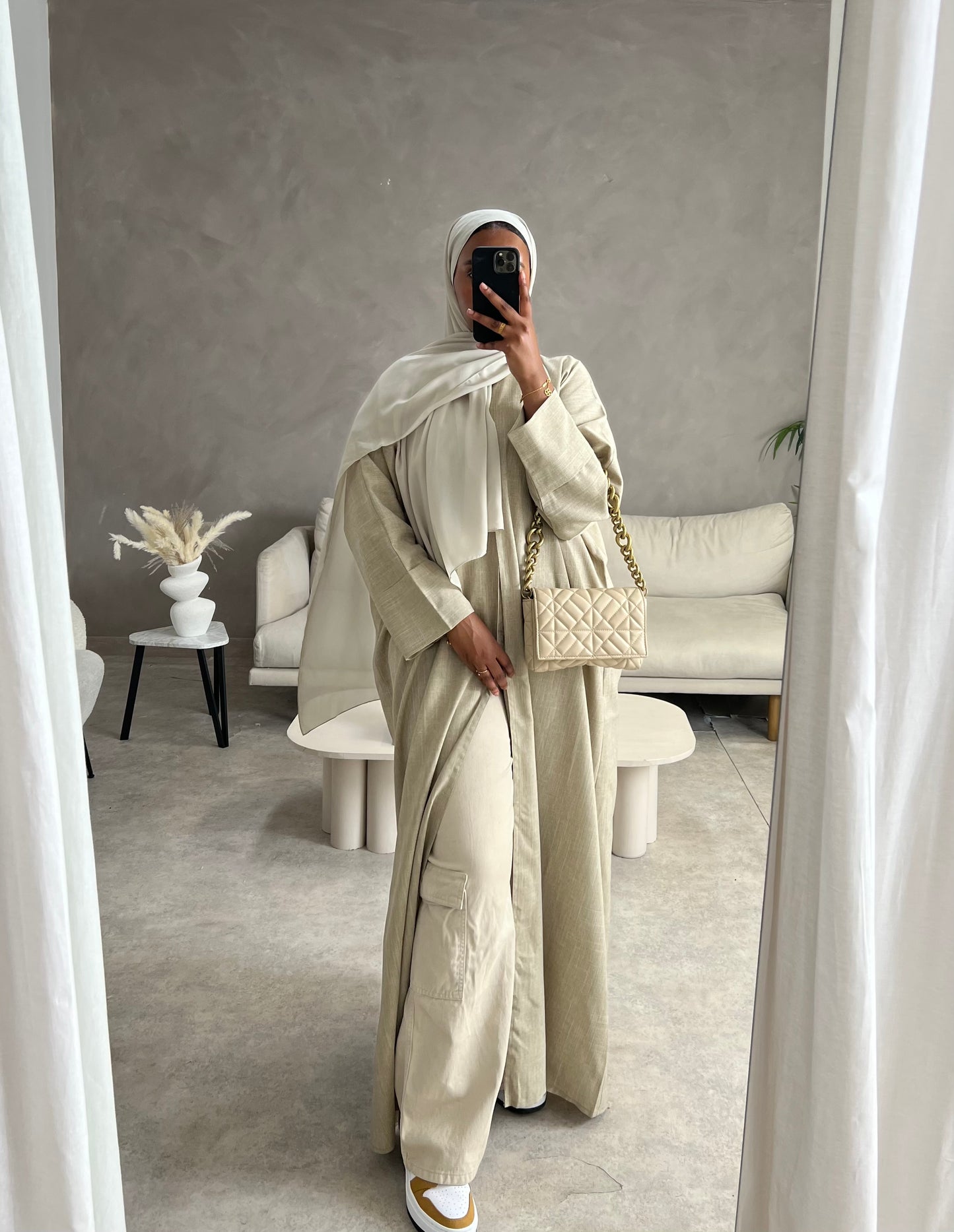 Essential wrap abaya - chalk beige